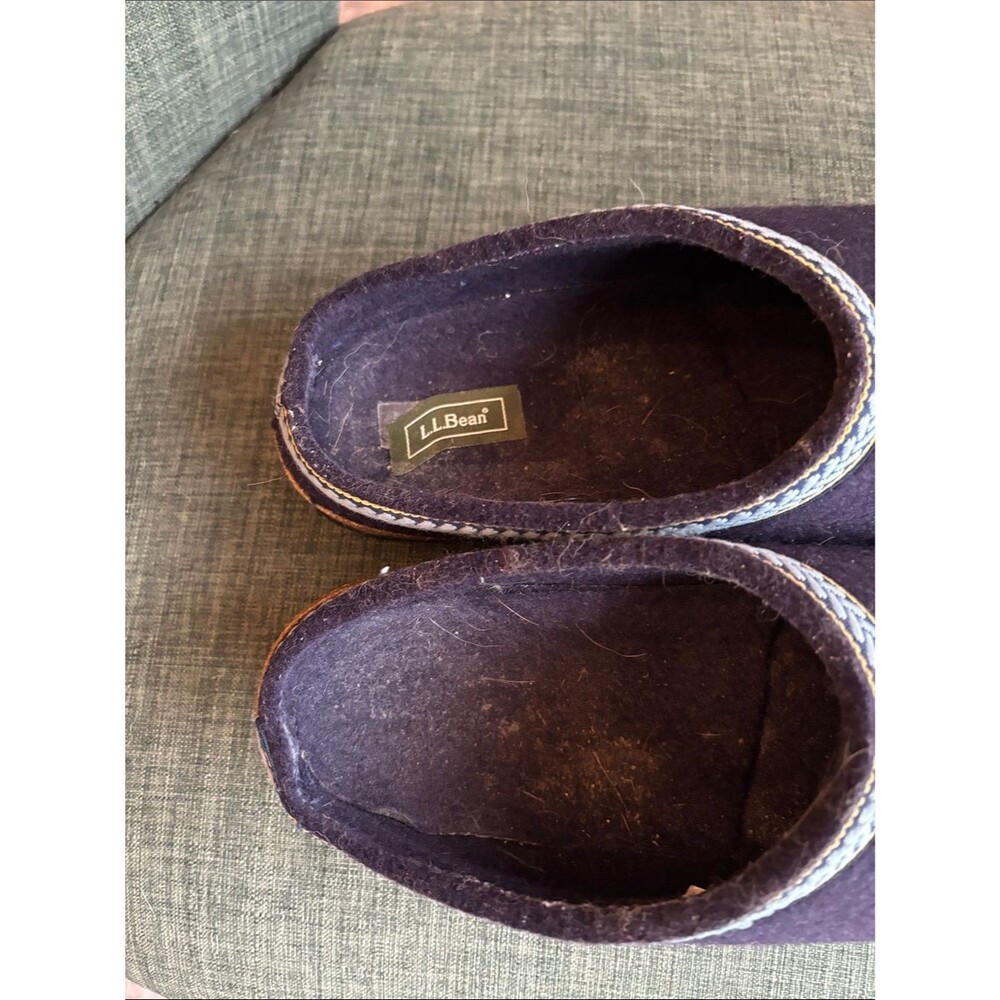 L.L. Bean women’s wool slipper clogs Navy Slip-On house shoes size 11 Warm cozy - Picture 3 of 12